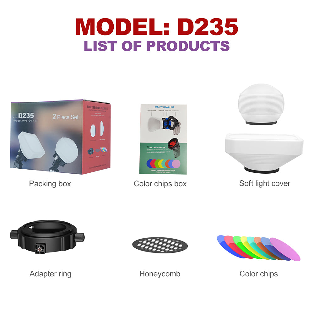 Photography Lighting Flash Diffuser Kit D235