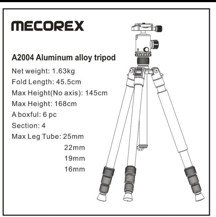 Mecorex A2004 Alumminium Tripod - Shoot Bazaar