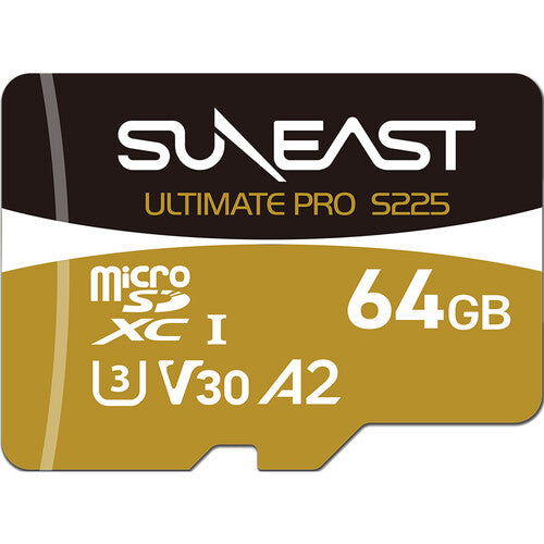 SUNEAST 64GB Ultimate Pro S225 UHS-I microSDXC Memory Card (Gold Series) v30