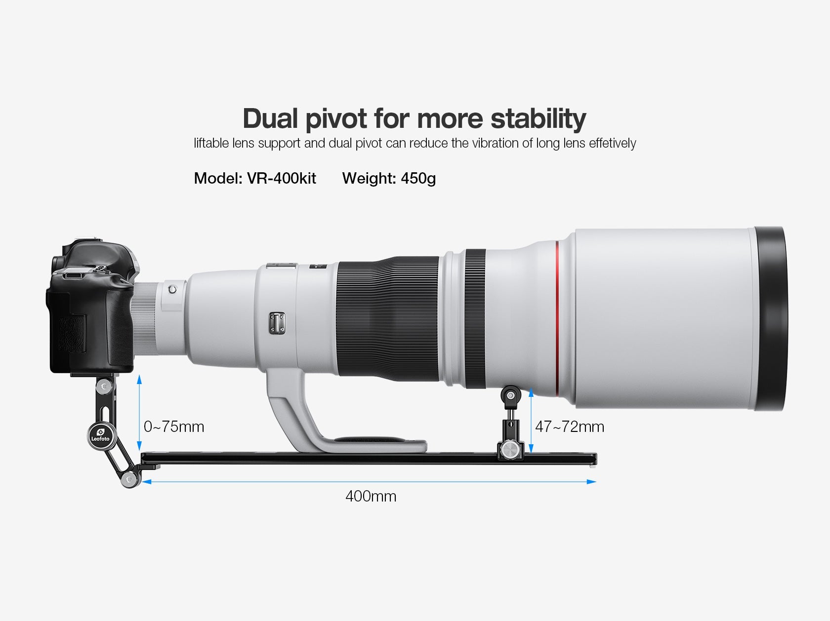 Leofoto VR - 400 KIT Dual - Pivot Long Lens Support (15.7") - Shoot Bazaar