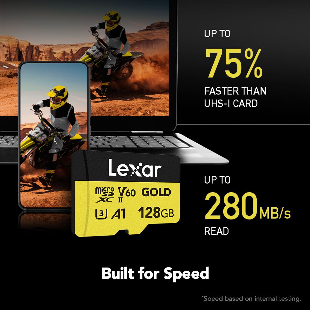 Lexar 128GB Professional GOLD UHS - II microSDXC Memory Card - Shoot Bazaar