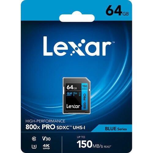 Lexar 64GB High - Performance 800x PRO UHS - I SDXC Memory Card (BLUE Series) - Shoot Bazaar