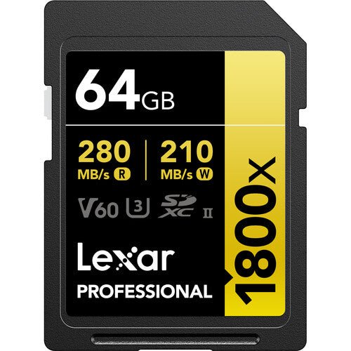 Lexar 64GB Professional 1800x UHS - II SDXC Memory Card (GOLD Series) - Shoot Bazaar